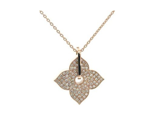 18K Rose Gold Reversible Necklace with Turquoise Enamel and Natural Round Diamonds